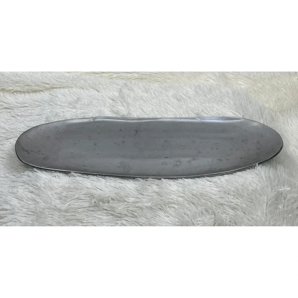 POTTERY BARN Silver Metal CANDLE Pillar HOLDER TRAY OBLONG large Modern 17 inch
